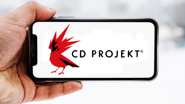 Hand-die-smartphone-hält-mit-logo-des-unternehmens-cd-projects