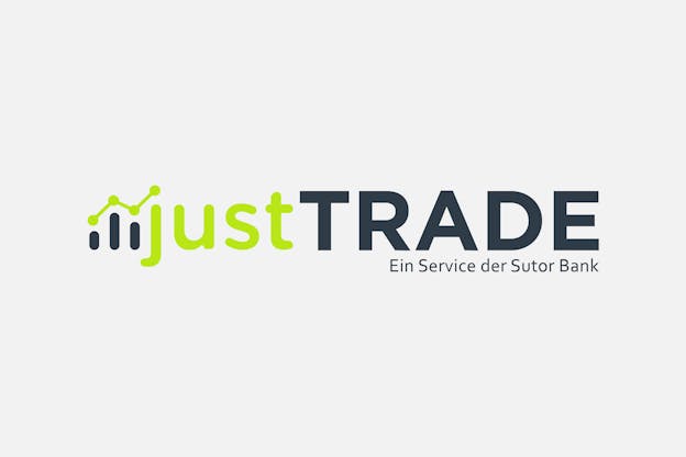 Logo JustTRADE grauer Hintergund