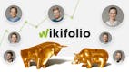 goldener Stier und Bär mit Portraits bekannter wikifolio Trader
