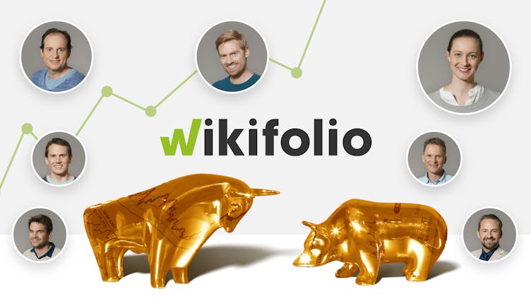 goldener Stier und Bär mit Portraits bekannter wikifolio Trader
