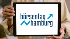 Tablet mit dem Logo des Börsentag Hamburgs